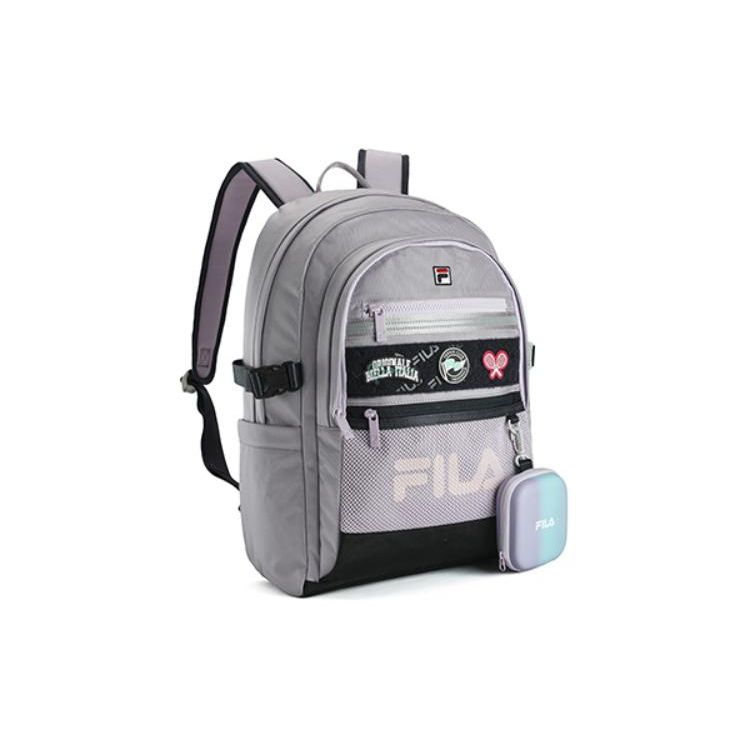 Fila Einfacher Mode-Stoffrucksack Damenrucksack Schwarz Löwenzahn-Lila Orientalisch-Weiß F13W419161F