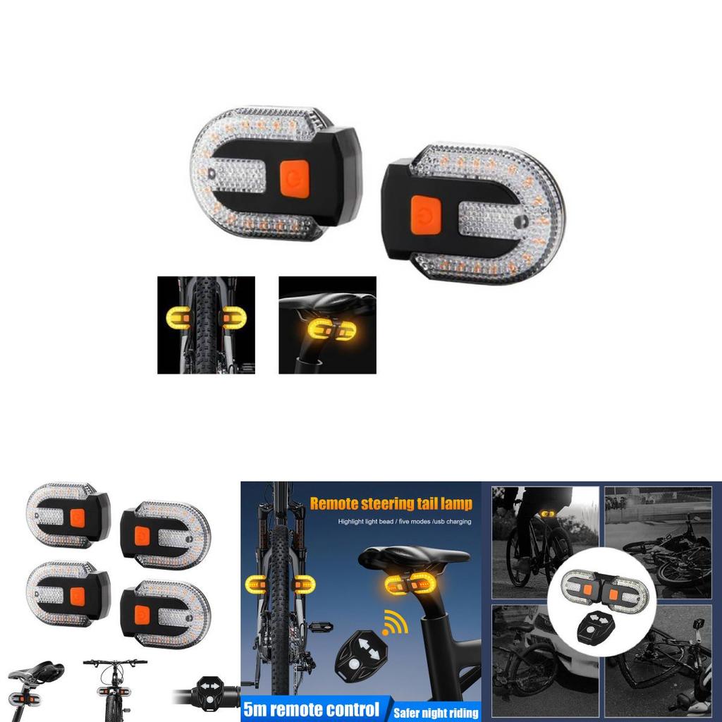 Bicycle Tail Light Wireless Remote Turn Signal With Charging For Night Cycling