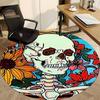 1pc Skull Flowers Office Round Area Rug, Under Office Chairs Bedroom Living Room Home Decor, Room Deco, Available in Various Sizes