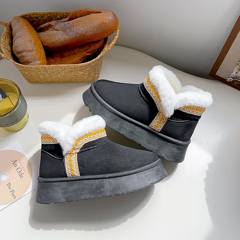 Belle platform snow boots winter new velvet warm student casual two cotton shoes 35