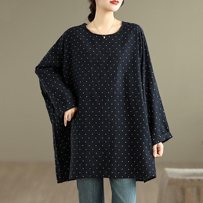 

Хлопковая винтажная футболка с длинным рукавом оверсайз с цветочным принтом, повседневная свободная, топы, женская футболка на весну-осень