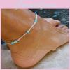 Geometric Style Foot Jewelry With Handmade Turquoise Beads For Travel Gift