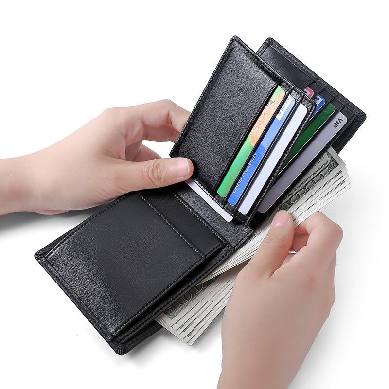 Men's Genuine Leather RFID Blocking Multi-Card Wallet with Coin Purse