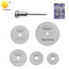High-Speed Steel Cutting Disc Set: 5 Saw Blades & 3.2mm Shank for Electric Grinders - Cuts Wood, Plastic, Soft Metal