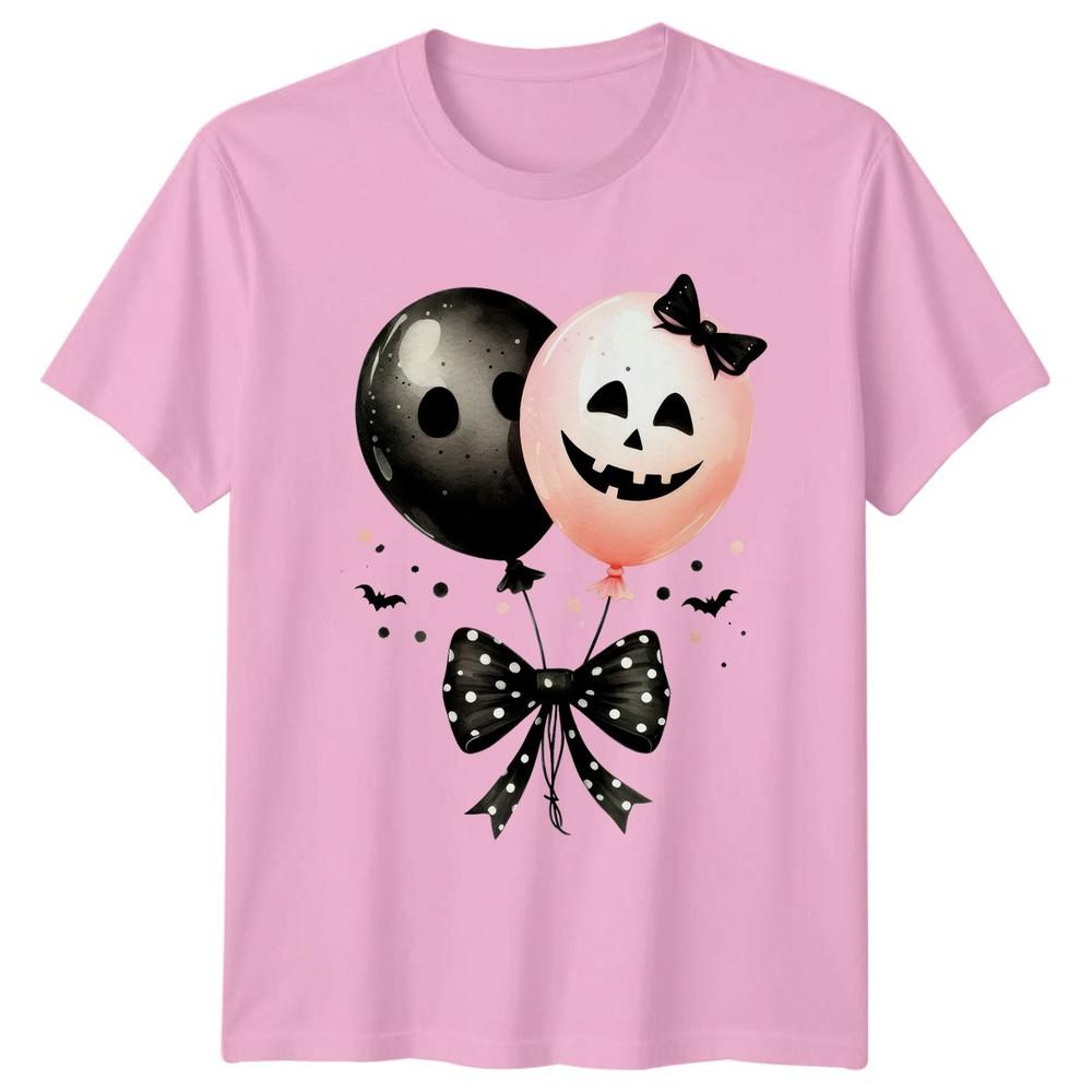 Pink Ghost Pumpkin Bows Unisexs TShirt Coquette Halloween Gift For Her