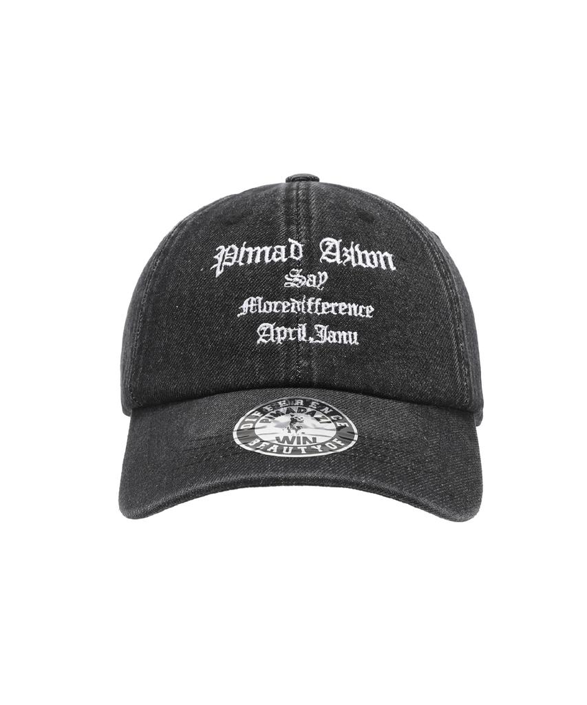 Pimadajiwin Denim Lettering Ballcap_[Black Charcoal]