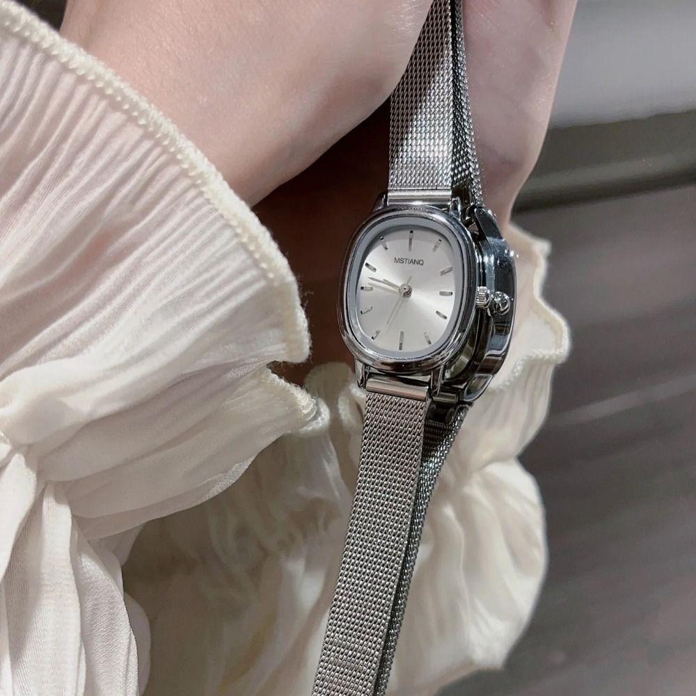 Simple Oval Dial Women's Watch Stainless Steel Green Ladies Wristwatches Purple Quartz Watch Gifts