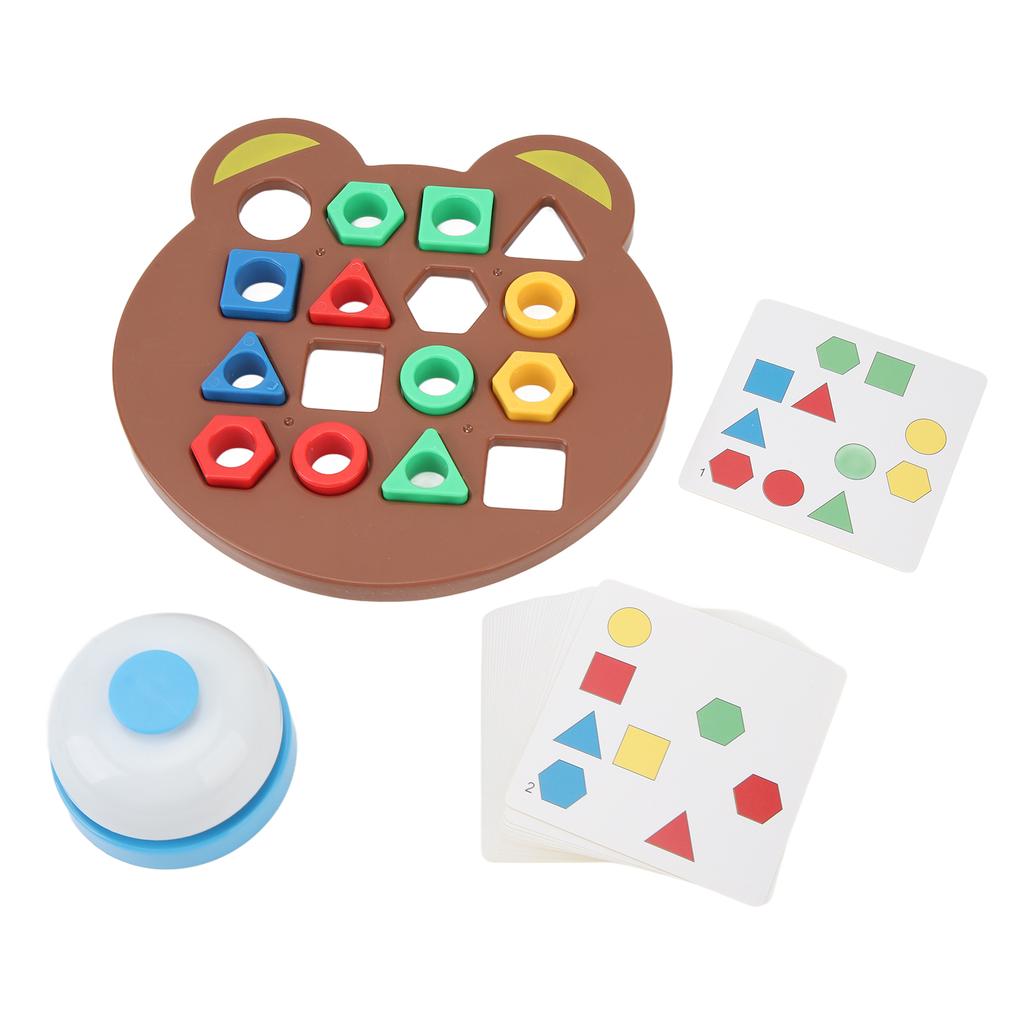 Kids Shape Matching Game with Bell Geometric Shape Matching Board Color Sensory Educational Toy for 1‑8 Years Olds