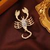Gold-Toned Scorpion Brooch -Clear Crystal Studded, 3D Lifelike Shape & Textured Claws, for Daily & Party Attires, Ideal for Gift