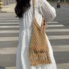 Hollow Cotton Thread Woven Bag 2025 New Single Shoulder Tassel Straw Bag Vacation Wind Beach Bag Versatile Underarm Women's Bag