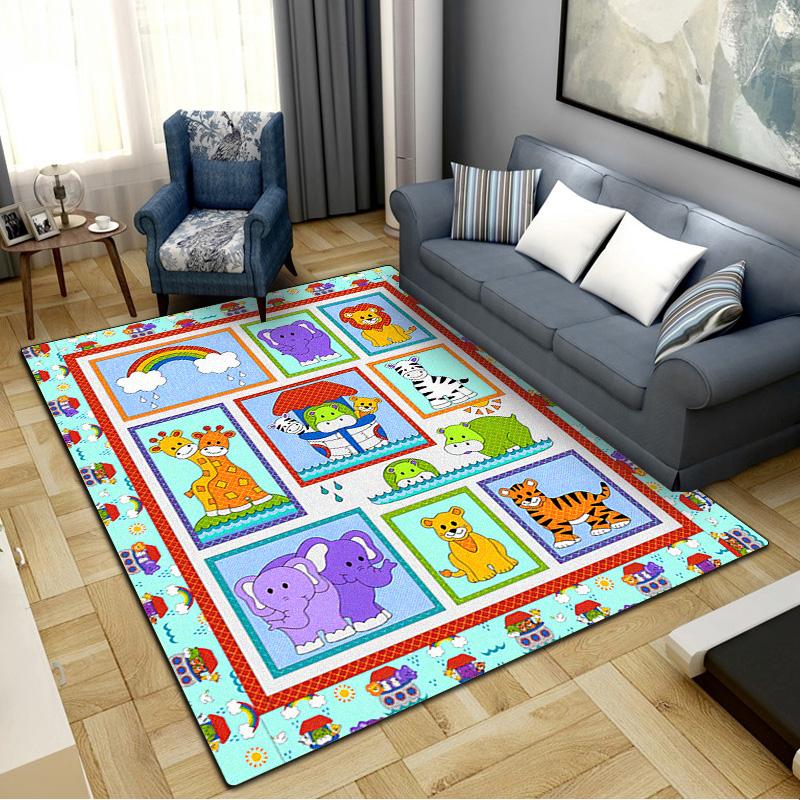 Cartoon Animals Carpet Rug for Living Room Bedroom Home Sofa Decoration,Kids Play Non-slip Floor Mat