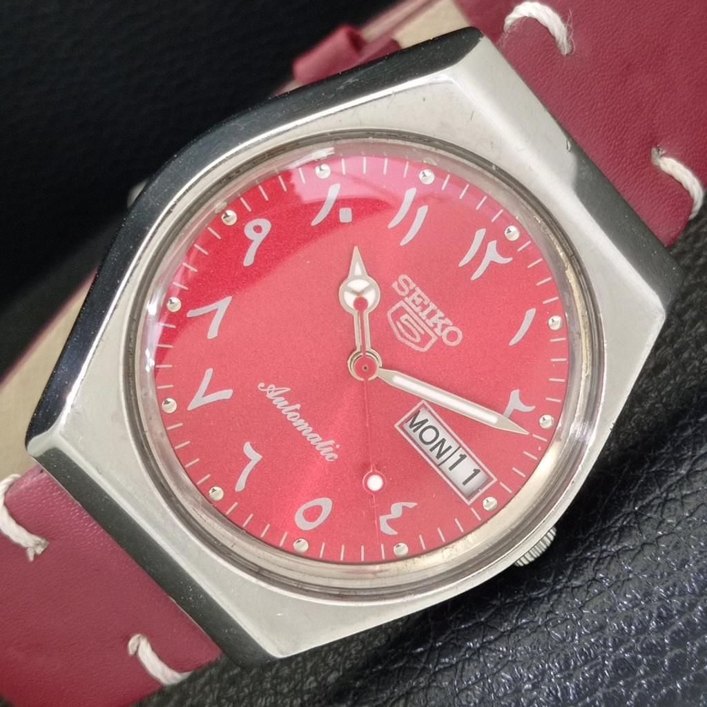

SEIKO 5 AUTOMATIC JAPAN 6309A MENS VINTAGE ARABIC RED COLOR DIAL WATCH a701331-5 R206a-a701331
