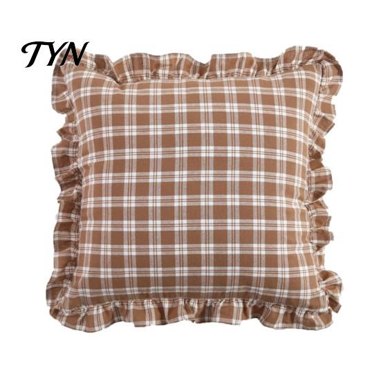 Federe Minimaliste Moderne per Cuscini, Copricuscino Ruffle, Fodera a Quadri in Cotone con Bordo Arricciato, 18x18 Pollici Accessori per la Casa del Soggiorno 20x12