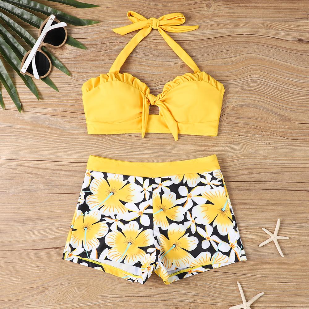 

Купальник бикини с принтом, двухсекционный купальник, купальники для женщин, пляжная одежда, купальный костюм XS-6XL XS жёлтый
