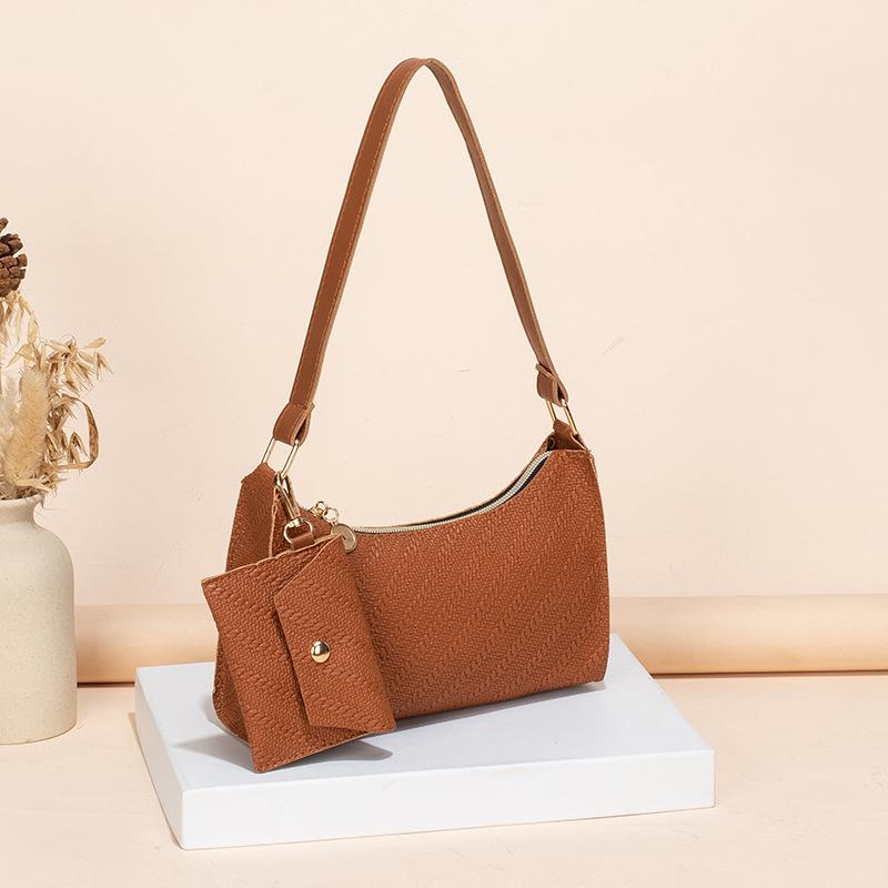

Rice ear pattern armpit bag trendy fashion versatile solid color mother Xiaoxiangfeng shoulder bag hair світло-коричневого кольору