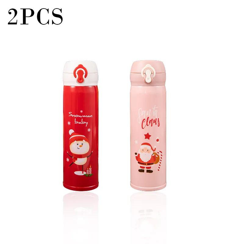 500ml Christmas Thermos Cup Stainless Steel Vacuum Water Bottle with Lid Elk Santa Thermos Cup Christmas Gift Christmas