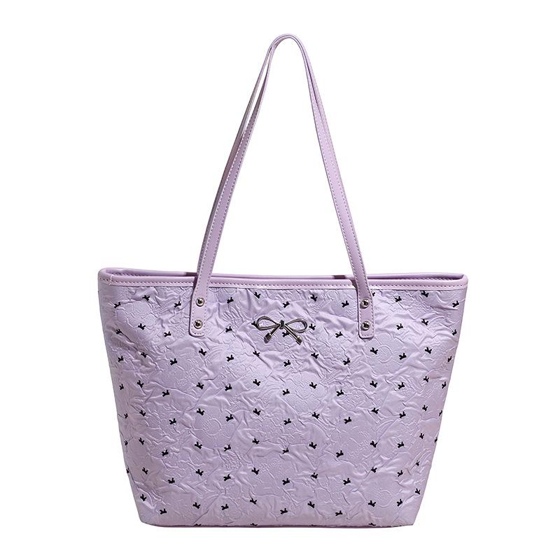 Summer large-capacity shoulder bag bow casual shoulder bag trendy student class commuting tote bag