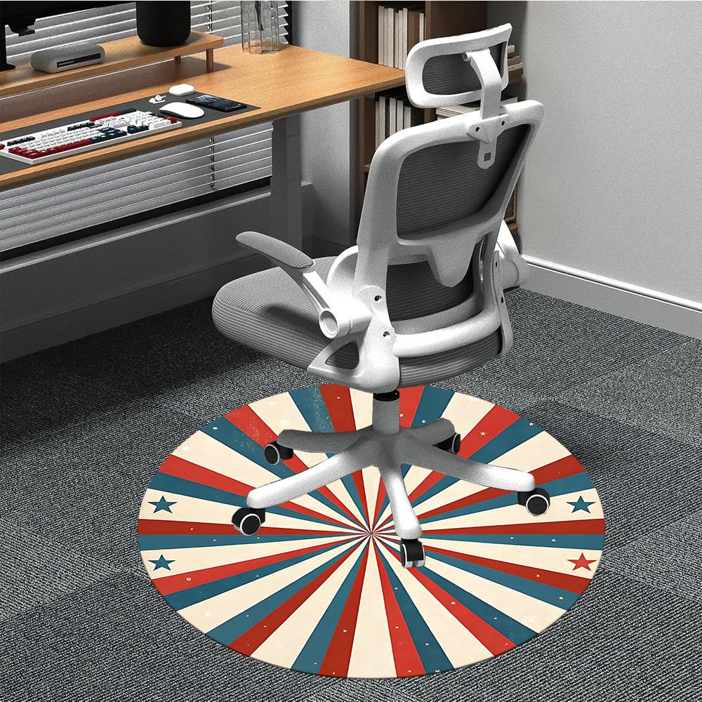 1PC Red and Blue Radiation Pattern Office Round Area Rug, Mat Suitable For Office, Under Office Chairs Bedroom Living Room Home Decor, Room Deco