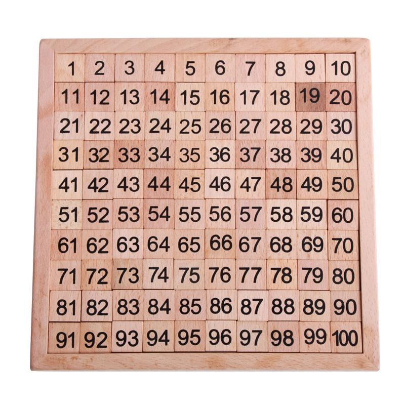 Montessori Math Teaching Board for First Graders - Beech Wood 1-100 Continuous Number Board