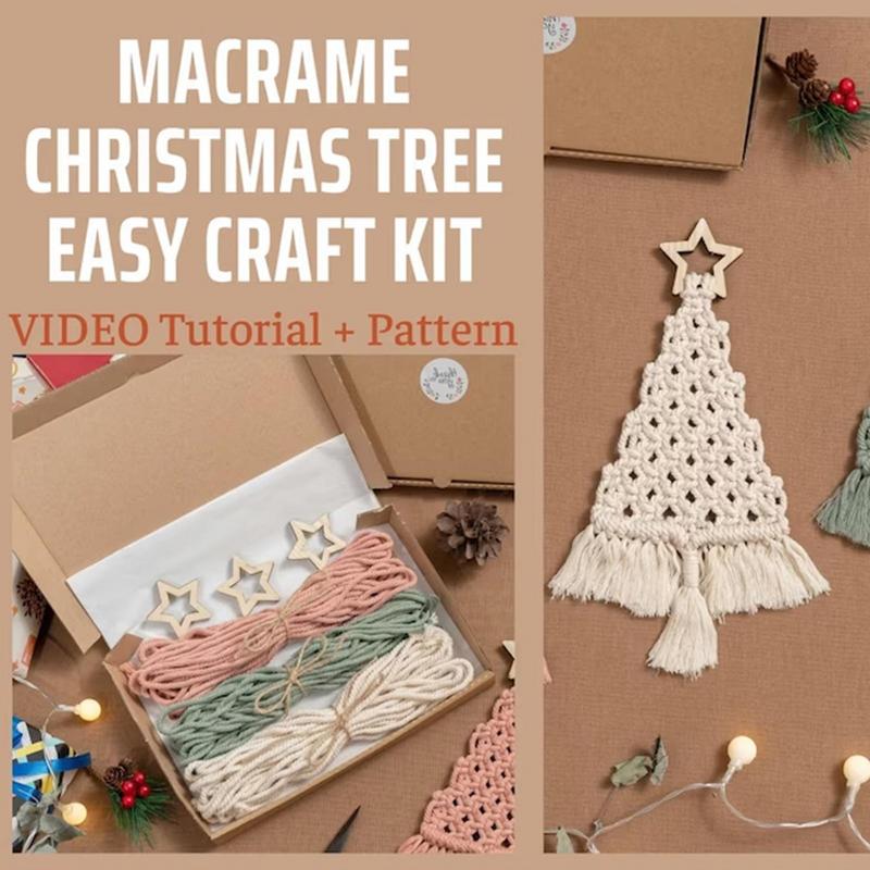 Vánoční stromek DIY sada 3 ks Vánoční DIY závěsná dekorační sada Makramé potřeby Dekorace Nástěnná závěsná ozdoba Vánoční ozdoby na stromek