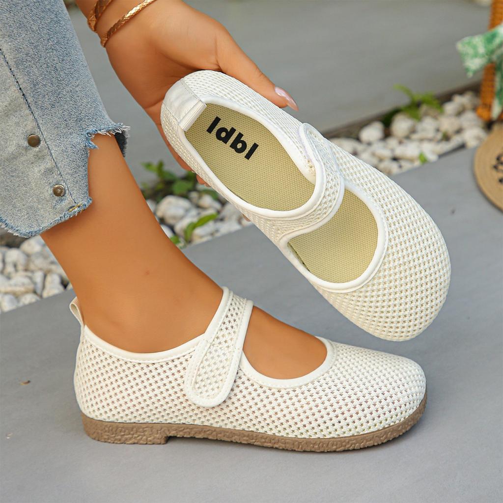 Women Breathable Mesh Flats Lightweight Soft Sole Casual Slip On Shoes Comfortable Walking Mary Jane Style Shoes