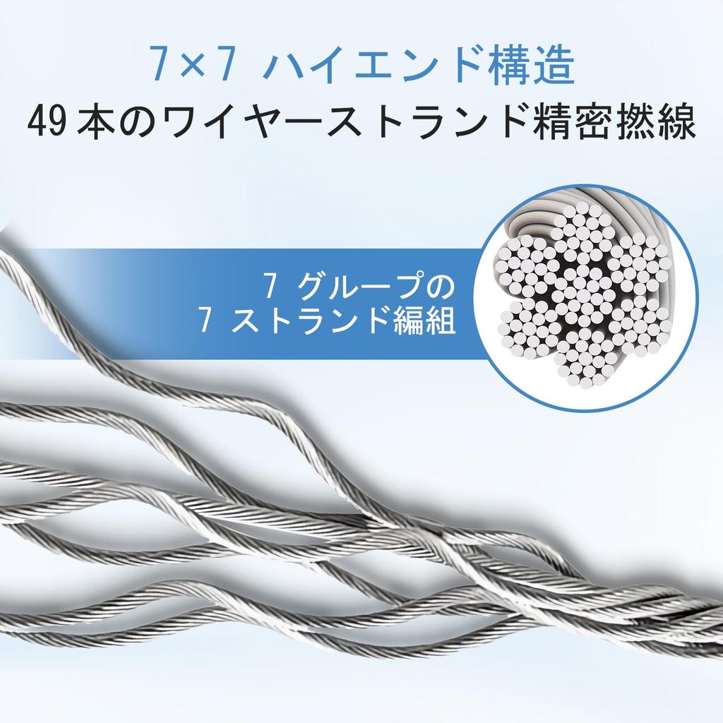 Stainless Steel Wire Rope, Wire Diameter 0.1 Inch (3 Mm), 98.4 Ft (30 M)
