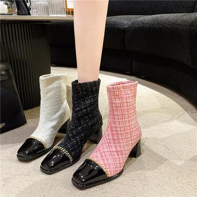 Winter Ankle Boots For Women Fashion Back Zippers Short Boots 2024 Ladies Elegant Mix Colors Square Heel Shoes