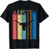 Retro Austin Longhorn Silhouette Skull Vintage Texas T-Shirt