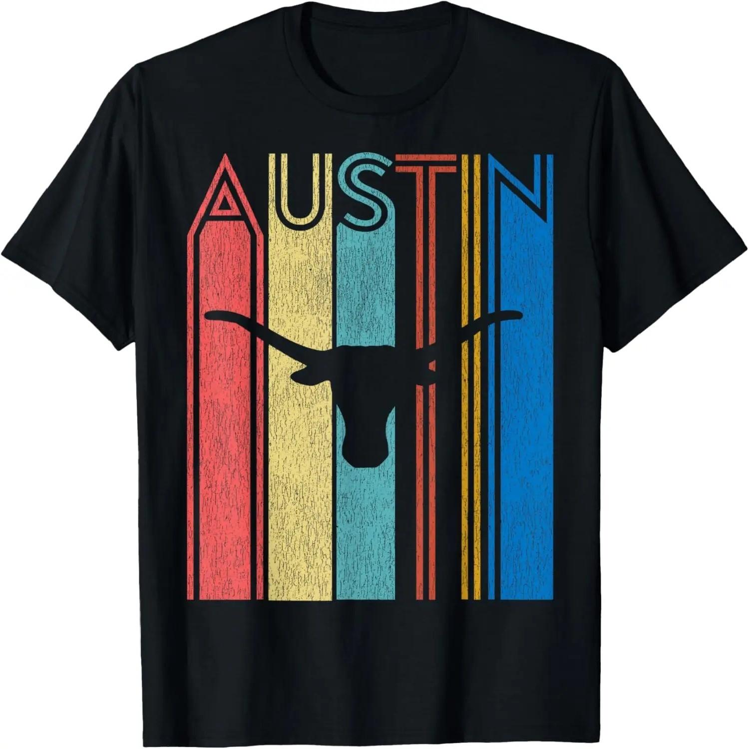 Retro Austin Longhorn Silhouette Skull Vintage Texas T-Shirt XXXXL