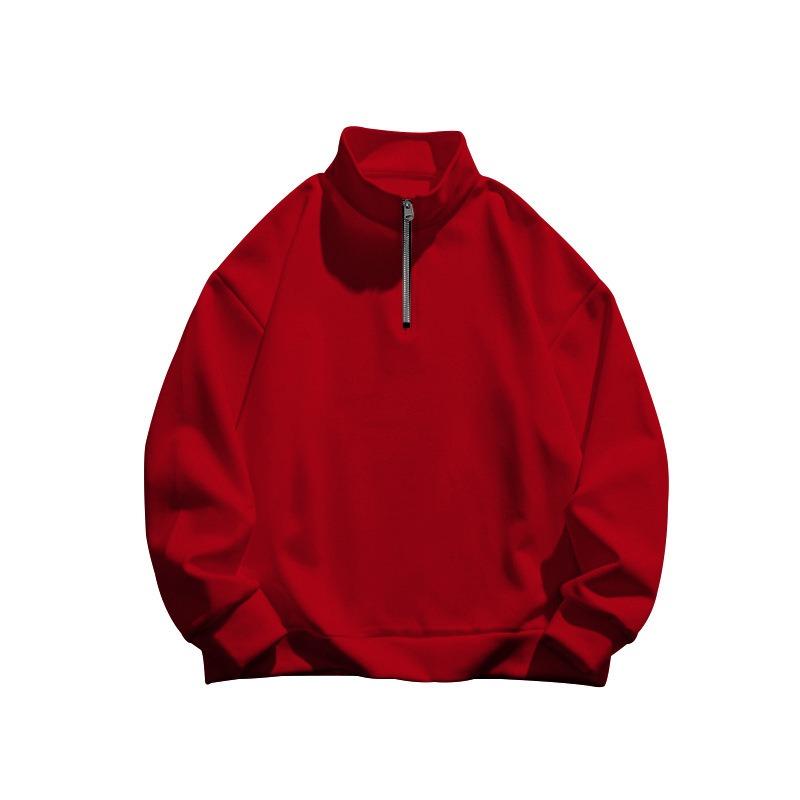 Mens Fleece Lined Stand Collar Half Zip Long Sleeve Loose Casual Sweatshirt Top