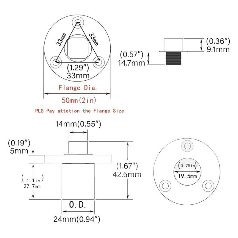 A84E-Kielschwein-Ablassschrauben-Kit Edelstahl 316 Schwerlast Boots-Marinequalität Flanschdurchmesser 2" Mit Schrauben für 1-Zoll-Loch