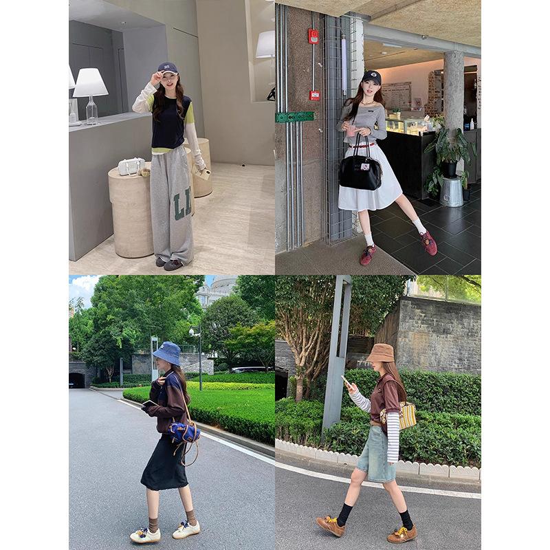 Retro color matching casual moral training shoes women's 2025 autumn new fashionable versatile high-value fringed lace-up white shoes