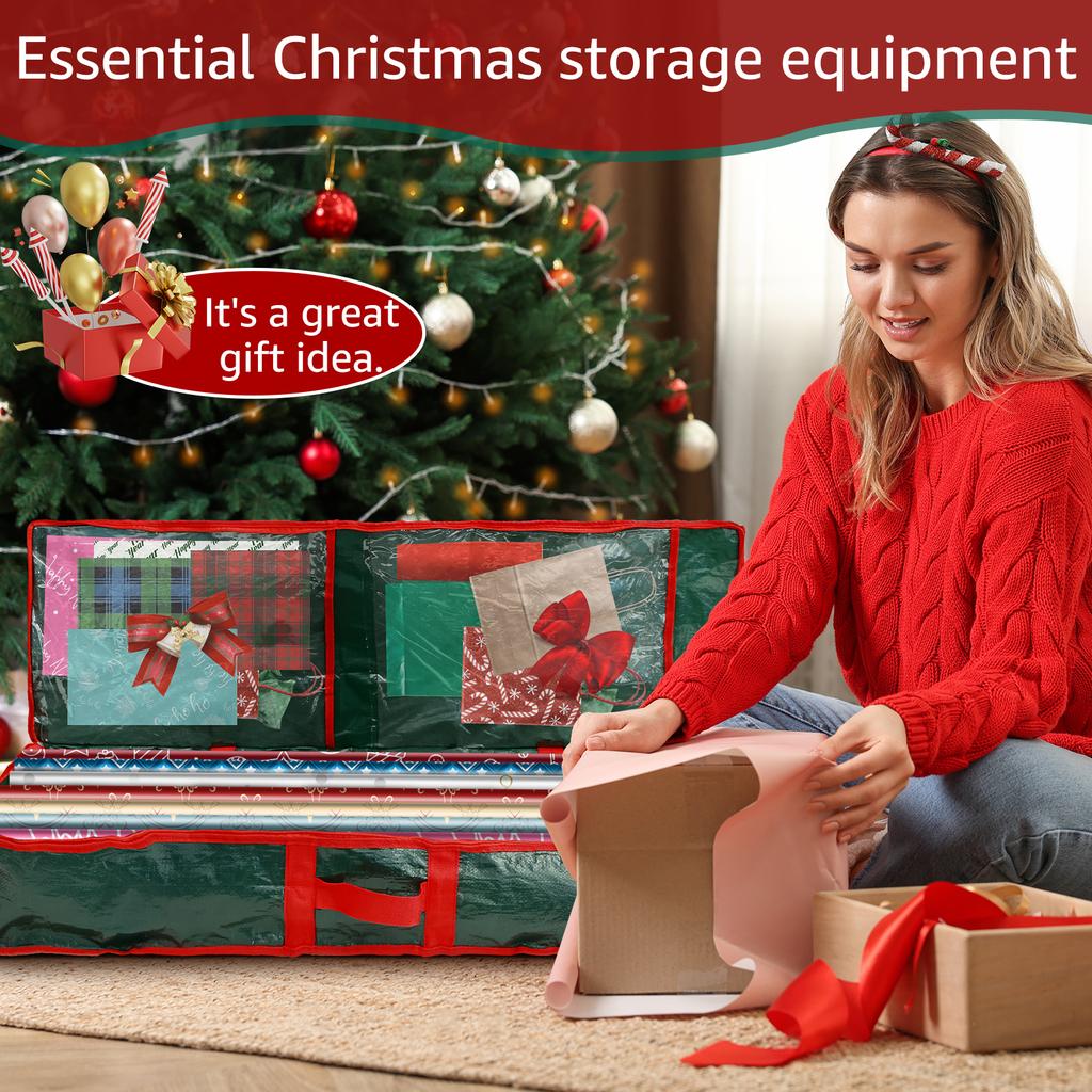 Wrapping Paper Storage Container Large Capacity Gift Wrap Organizer Waterproof Christmas Wrapping Paper Storage Bag Foldable