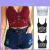 Elegante Sutiã Cropped de Renda Feminino com Decote V Sexy e Alças Finas