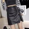 Women's PU Leather High-Waist Slit Midi Skirt - Autumn/Winter 2023 Fashion A-Line Bodycon Skirt