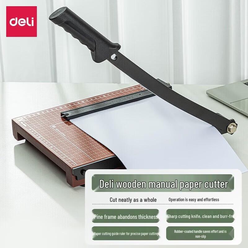 Deli A4 Manual Wood Base Paper Cutter CN plug (adapter included)