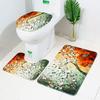 3Pcs/Set Tree Printed Toilet Cover Water Absorption Bathroom Mat Anti Slip U Shaped Rug