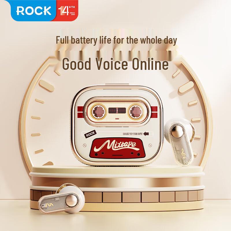 ROCK RAU0774 Retro Cassette Half-In-Ear TWS Bluetooth Earbuds