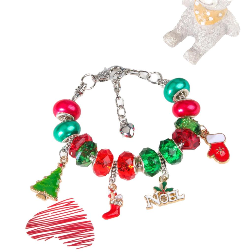 Crystal Beaded DIY Cartoon Christmas Alloy Bracelet Set for Girls - Handmade Jewelry Gift for Women