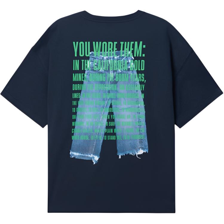 Levis Bequemes Lockeres T-Shirt mit Buchstabenaufdruck, lässig, Rundhalsausschnitt, kurze Ärmel, Herren-T-Shirts, Marineblau 002XG-0001