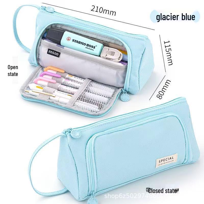 Large Capacity Korean Style Canvas Pencil Case - Multifunctional, Portable Stationery Storage for Students