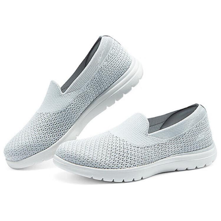 Skechers On-The-GO Flex Women Light Grey Low Top Slip On Casual Shoes Mesh Textile 138270-LTGY