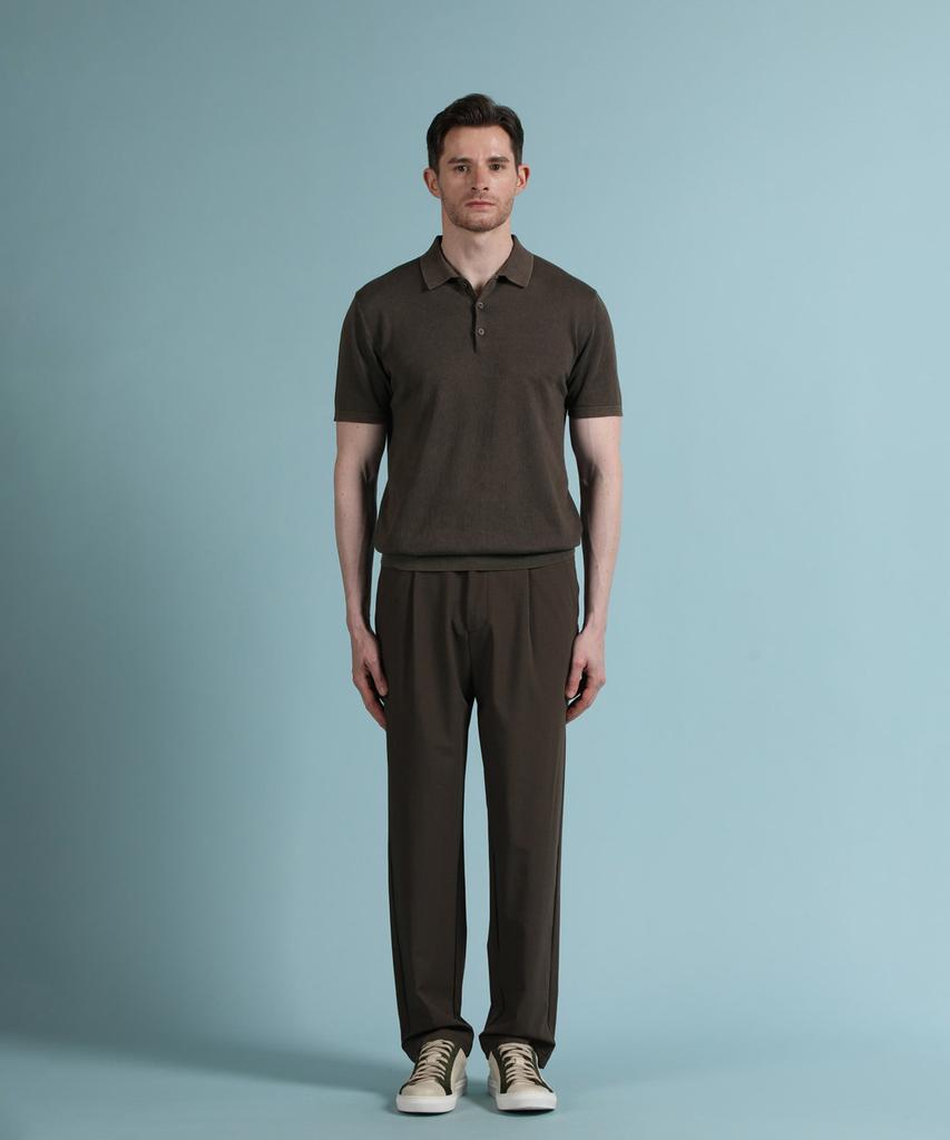 PANICALE Brown Garment-Dyed Polo Knit