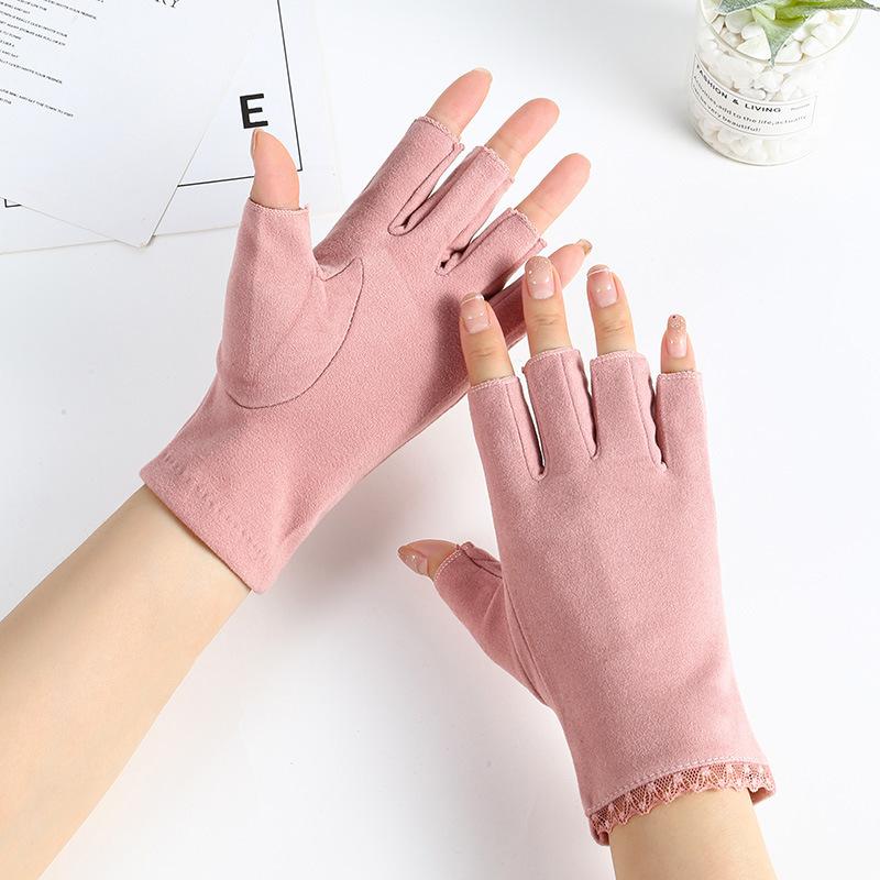 Winter Winter Cold Proof Cycling with Half Exposed Fingers Students' Writing Warmth Tea Picking Outdoor Gloves