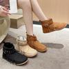 Vintage Women Suede Ankle Boots Fringe Women Shoes Winter Boots Women Side Zipper Casual Shoes Round Toe Ladies Snow Boot