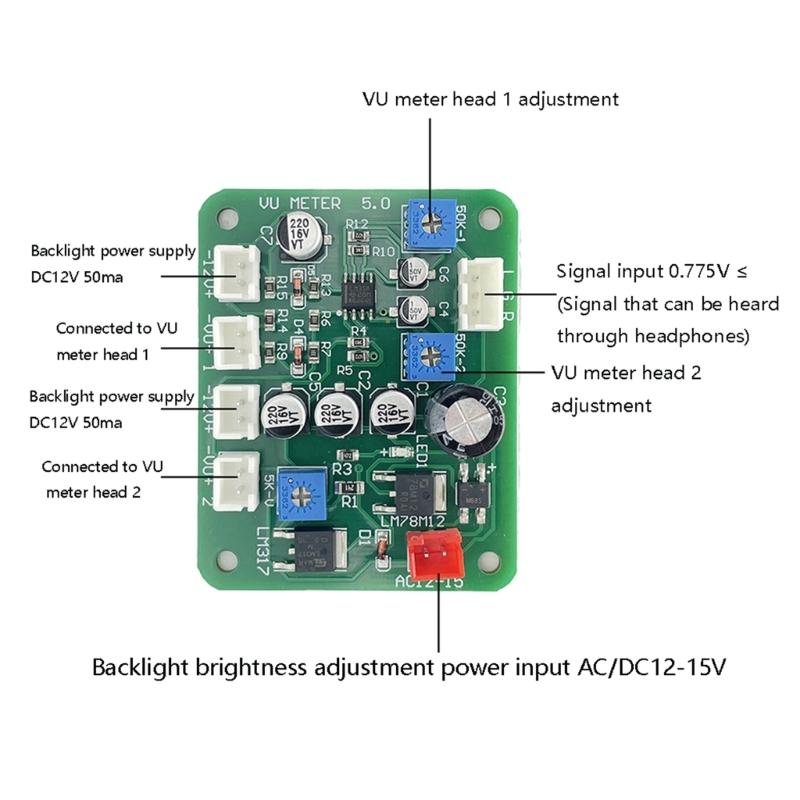 DIY Level Meter set Power Meter Driver Board Simple Install Power Meter VU Meter  Accurate Display for Home Recording