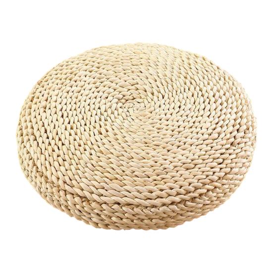 Handcrafted Straw Sitting Cushion Handwoven Padded Round Seat Cushion Cushion Rustic Japanese Style for Tatami Meditation