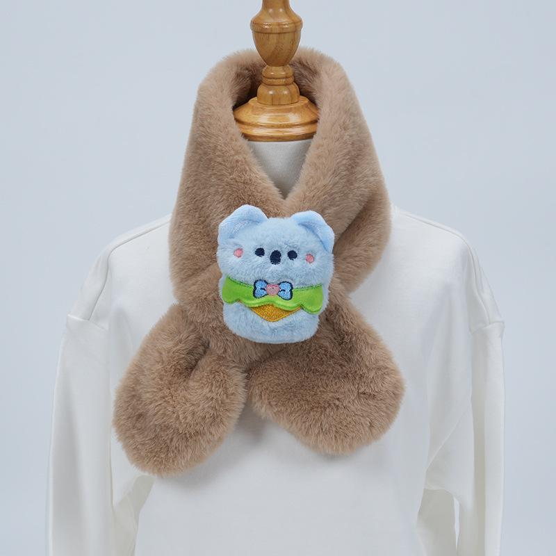 Cute Cartoon Panda Plush Scarf for Kids - Windproof & Thickened Winter Neck Warmer