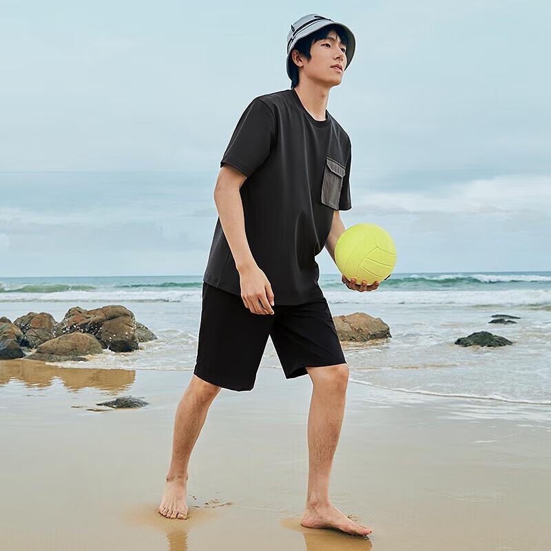 Septwolves Men's High-Elastic Pocket Round Neck Short Sleeve T-Shirt