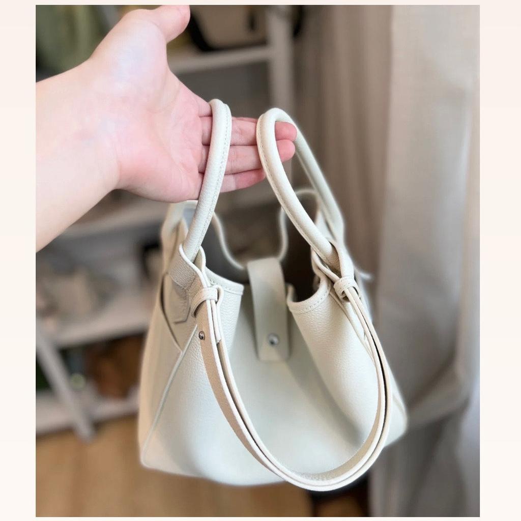 Niche Sugar Cube Bucket Bag Multifunctional Pu Leather Lychee Pattern Soft Leather Simple Large Capacity Vegetable Basket Bag